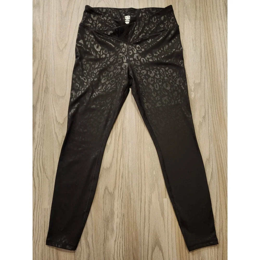 Athletic Works Animal Print Embossed Legging Women's NWOT Size Large Black - Picture 1 of 6
